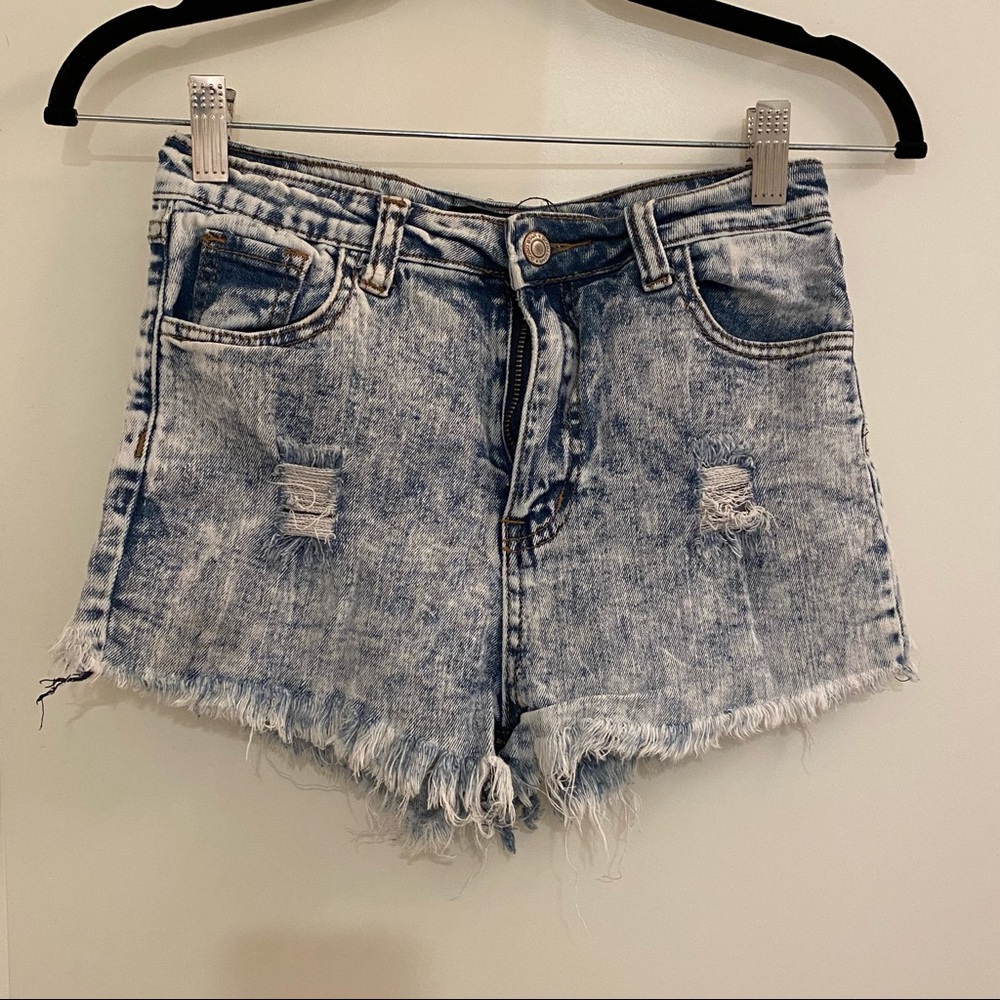 High Waisted Acid Wash Cutoff Jean shorts